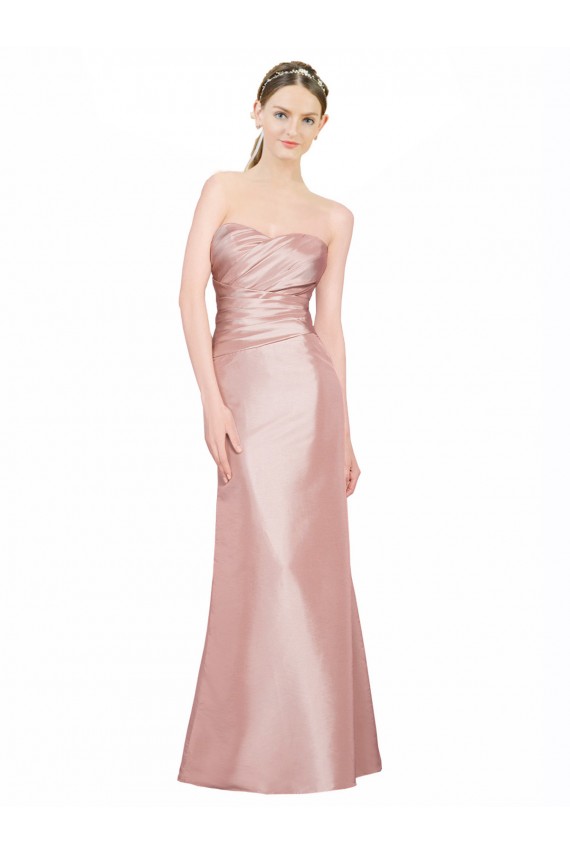 Sleeveless Strapless Stretch Satin Long Formal Evening Gown / Prom Dress / Bridesmaid Dress Cardiff