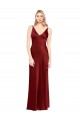 Sleeveless V-Neck Stretch Satin Burgundy Long Formal Evening Gown / Prom Dress / Bridesmaid Dress Cardiff