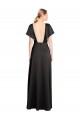 Cap Sleeves V-Neck Stretch Satin Black Long Bridesmaid Dress / Evening Dress Cardiff