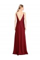 Sleeveless V-Neck Stretch Satin Burgundy Long Black Tie Evening Gown / Prom Dress / Bridesmaid Dress Cardiff