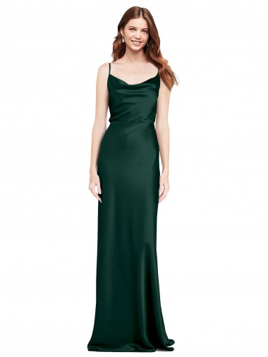Sleeveless Cowl Neck Stretch Satin Hunter Long Black Tie Evening Gown / Prom Dress / Bridesmaid Dress Cardiff