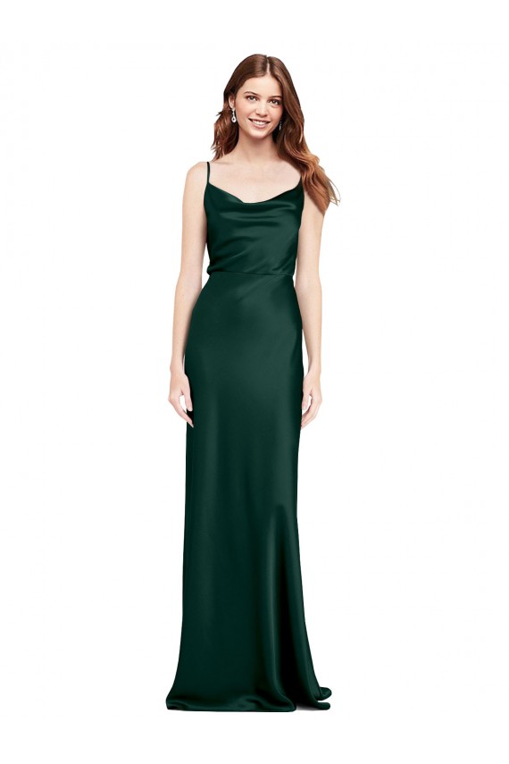 Sleeveless Cowl Neck Stretch Satin Hunter Long Black Tie Evening Gown / Prom Dress / Bridesmaid Dress Cardiff