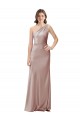 Sleeveless One Shoulder Stretch Satin Dusty Pink Long Formal Evening Gown / Prom Dress / Bridesmaid Dress Cardiff