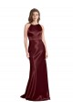 Sleeveless V-Neck Stretch Satin Burgundy Gold Long Formal Evening Gown / Prom Dress / Bridesmaid Dress Cardiff