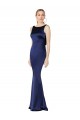 Sleeveless High Neck Stretch Satin Dark Navy Long Formal Evening Gown / Prom Dress / Bridesmaid Dress Cardiff