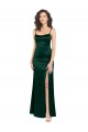 Sleeveless Scoop Neck Stretch Satin Hunter Long Formal Evening Gown / Prom Dress / Bridesmaid Dress Cardiff