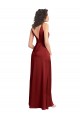 Sleeveless V-Neck Stretch Satin Burgundy Long Formal Dress / Bridesmaid Dress Cardiff