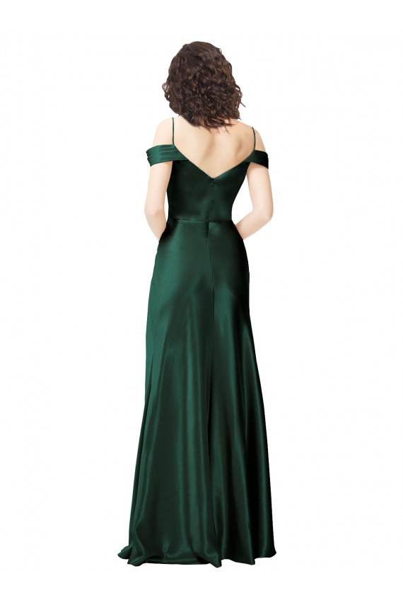 Sleeveless Spaghetti Straps Stretch Satin Hunter Long Formal Evening Gown / Prom Dress / Bridesmaid Dress Cardiff