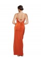 Sleeveless Cowl Neck Stretch Satin Rust Sweep Train Formal Evening Gown / Prom Dress / Bridesmaid Dress Cardiff