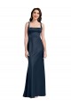 Sleeveless Square Neck Stretch Satin Dark Navy Long Formal Evening Gown / Prom Dress / Bridesmaid Dress Cardiff