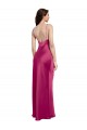 Sleeveless V-Neck Stretch Satin Fuchsia Long Formal Evening Gown / Prom Dress / Bridesmaid Dress Cardiff
