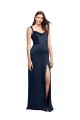 Sleeveless Cowl Neck Stretch Satin Dark Navy Long Formal Evening Gown / Prom Dress / Bridesmaid Dress Cardiff
