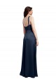 Sleeveless Cowl Neck Stretch Satin Dark Navy Long Formal Evening Gown / Prom Dress / Bridesmaid Dress Cardiff