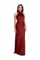 Sleeveless Halter Neck Stretch Satin Burgundy Long Black Tie Evening Gown / Prom Dress / Bridesmaid Dress Cardiff