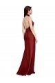 Sleeveless Halter Neck Stretch Satin Burgundy Long Black Tie Evening Gown / Prom Dress / Bridesmaid Dress Cardiff