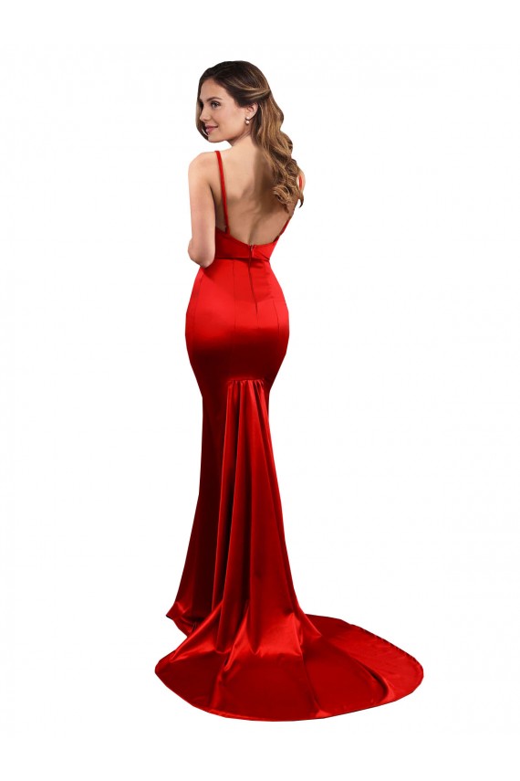 Sleeveless Sweetheart Stretch Satin Red Long Evening Dress / Bridesmaid Dress Cardiff