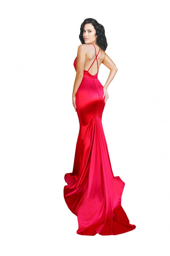 Sleeveless Sweetheart Stretch Satin Red Long Formal Evening Gown / Prom Dress / Bridesmaid Dress Cardiff