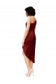 Sleeveless One Shoulder Stretch Satin Burgundy Midi Length Black Tie Evening Gown / Prom Dress / Bridesmaid Dress Cardiff