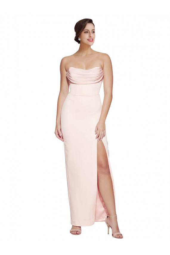 Sleeveless Cowl Neck Stretch Satin Long Formal Evening Gown / Prom Dress / Bridesmaid Dress Cardiff