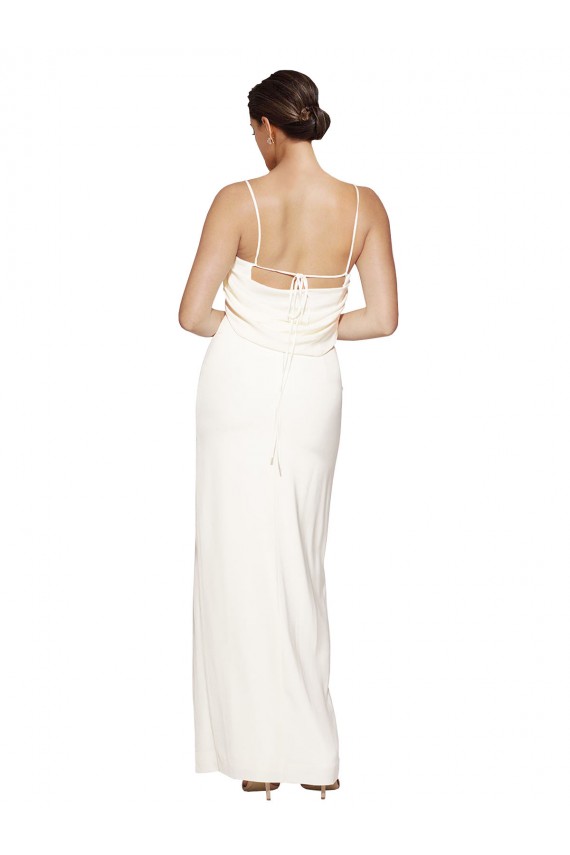 Sleeveless High Neck Stretch Satin Ivory Long Formal Evening Gown / Prom Dress / Bridesmaid Dress Cardiff