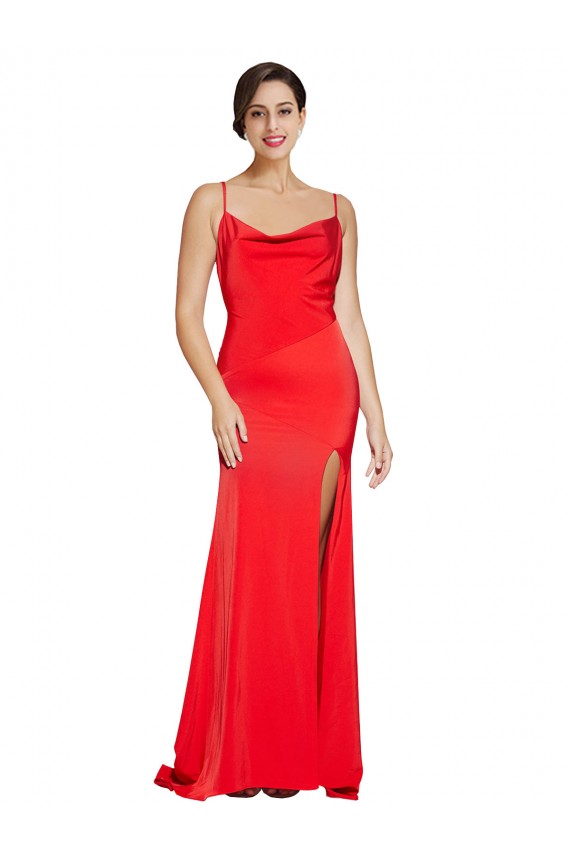Sleeveless Strapless Stretch Satin Red Long Formal Evening Gown / Prom Dress / Bridesmaid Dress Cardiff