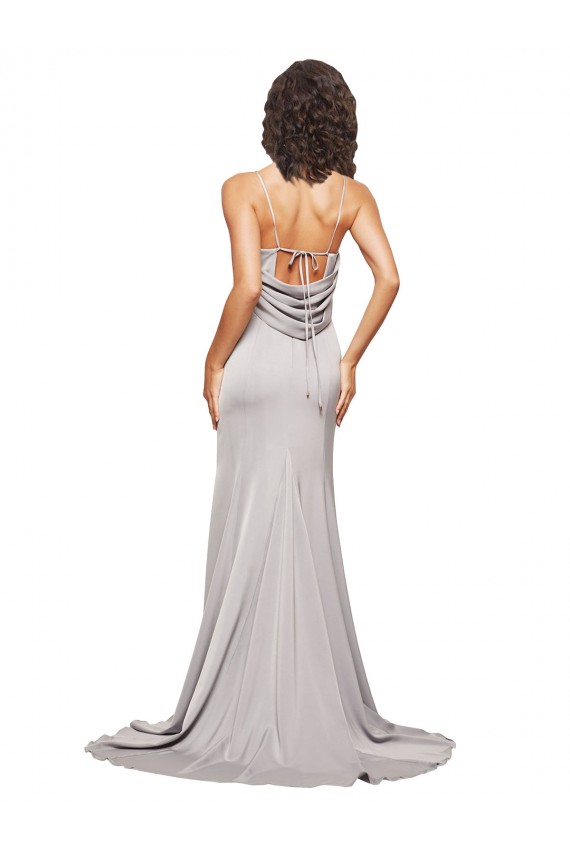 Sleeveless High Neck Stretch Satin Sweep Train Formal Evening Gown / Prom Dress / Bridesmaid Dress Cardiff