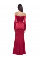Long Sleeves Sweetheart Stretch Satin Dark Red Long Formal Evening Gown / Prom Dress / Bridesmaid Dress Cardiff