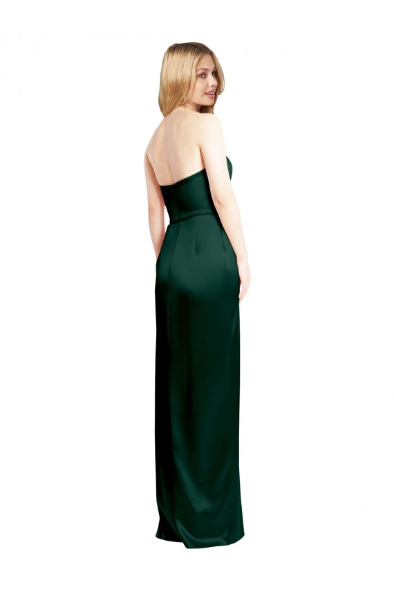 Sleeveless Strapless Stretch Satin Hunter Long Formal Evening Gown / Prom Dress / Bridesmaid Dress Cardiff