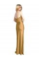 Sleeveless Strapless Stretch Satin Gold Long Formal Evening Gown / Prom Dress / Bridesmaid Dress Cardiff