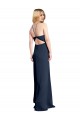 Sleeveless Halter Neck Stretch Satin Dark Navy Long Formal Evening Gown / Prom Dress / Bridesmaid Dress Cardiff