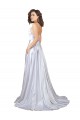 Sleeveless Spaghetti Straps Stretch Satin White Long Beach Wedding Dress Cardiff