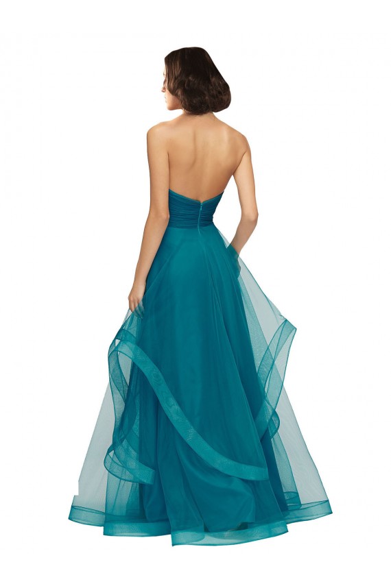 Sleeveless Strapless Tulle Turquoise Long Bridesmaid Dress Cardiff