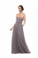 Sleeveless Spaghetti Straps Tulle Pewter Long Bridesmaid Dress Cardiff