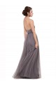 Sleeveless Spaghetti Straps Tulle Pewter Long Bridesmaid Dress Cardiff