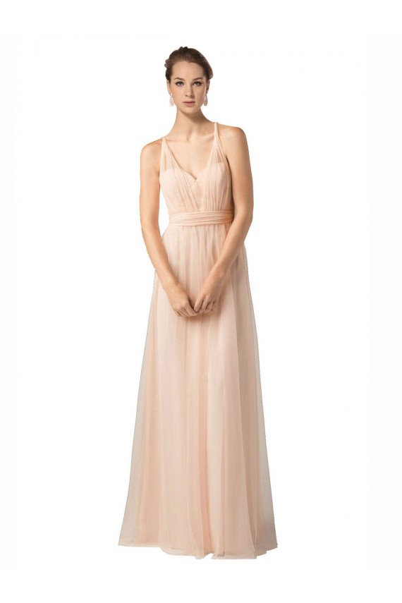 Sleeveless Sweetheart Tulle Nude Long Bridesmaid Dress / Evening Dress Cardiff
