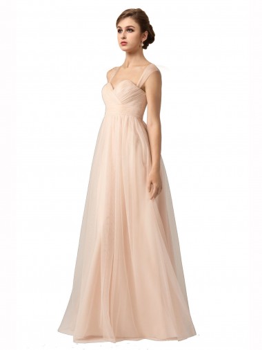 Sleeveless Sweetheart Tulle Nude Long Bridesmaid Evening Gowns Cardiff