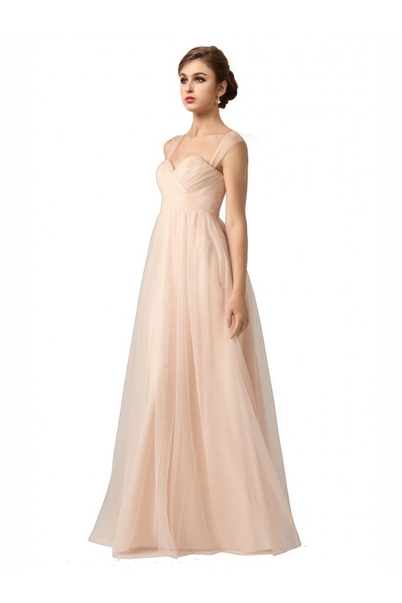 Sleeveless Sweetheart Tulle Nude Long Bridesmaid Evening Gowns Cardiff