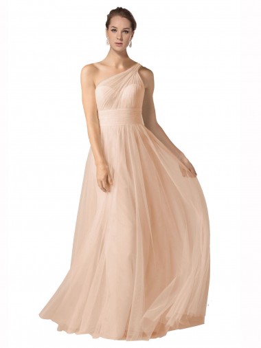 Sleeveless Sweetheart Tulle Nude Long Formal Dress / Bridesmaid Dress Cardiff