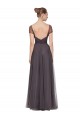Cap Sleeves Sweetheart Tulle Pewter Long Bridesmaid Dress Cardiff