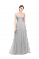 Sleeveless Sweetheart Tulle Silver Long Bridesmaid Dress Cardiff