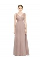 Sleeveless V-Neck Tulle Blush Long Bridesmaid Dress Cardiff