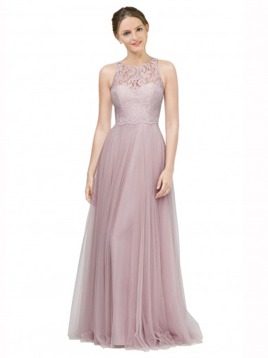 Sleeveless Sweetheart Tulle & Lace Light Lilac Long Bridesmaid Dress Cardiff