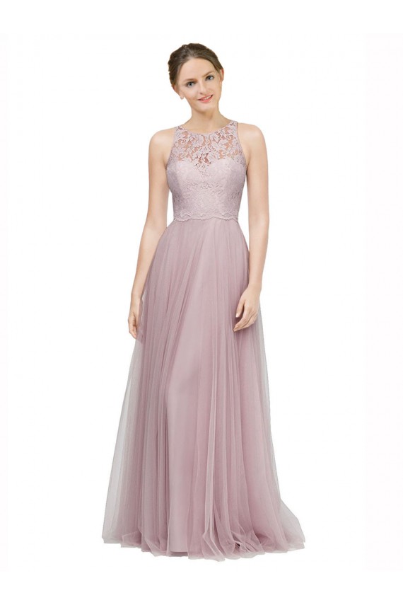 Sleeveless Sweetheart Tulle & Lace Light Lilac Long Bridesmaid Dress Cardiff