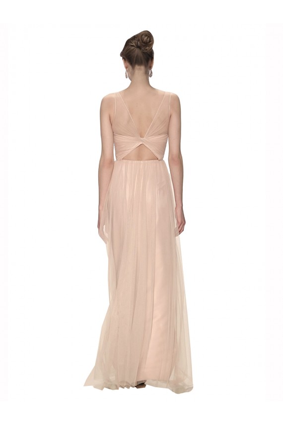 Sleeveless High Neck Tulle Blush Long Bridesmaid Dress Cardiff