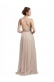 Sleeveless Halter Neck Tulle Nude Long Bridesmaid Dress Cardiff