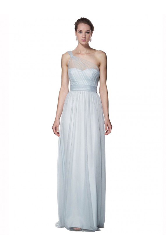 Sleeveless One Shoulder Tulle Mist Long Bridesmaid Dress Cardiff