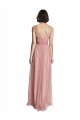 Sleeveless V-Neck Tulle Rose Pink Long Bridesmaid Dress Cardiff