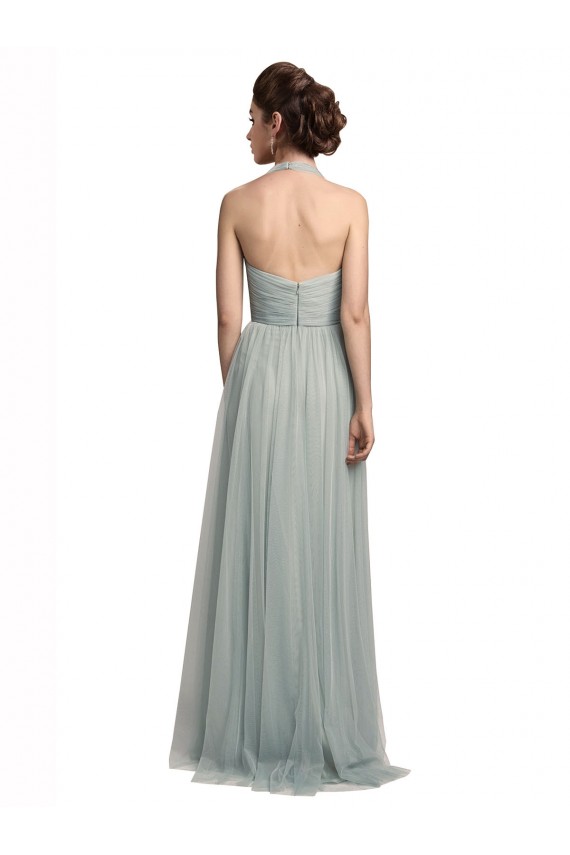 Sleeveless Halter Neck Tulle Long Bridal Party Dress / Evening Dress Cardiff