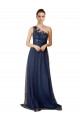 Sleeveless One Shoulder Tulle Dark Navy Sweep Train Bridesmaid Dress Cardiff