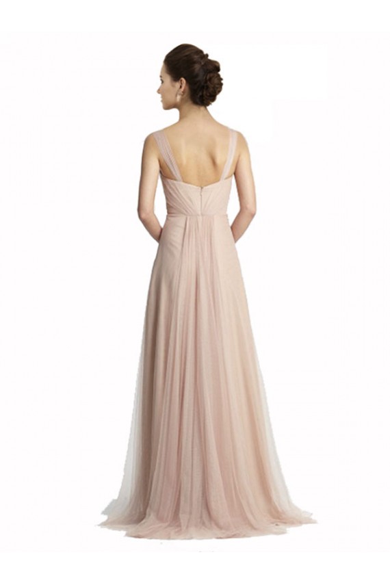 Sleeveless Square Neck Tulle Nude Long Bridesmaid Evening Dress Cardiff